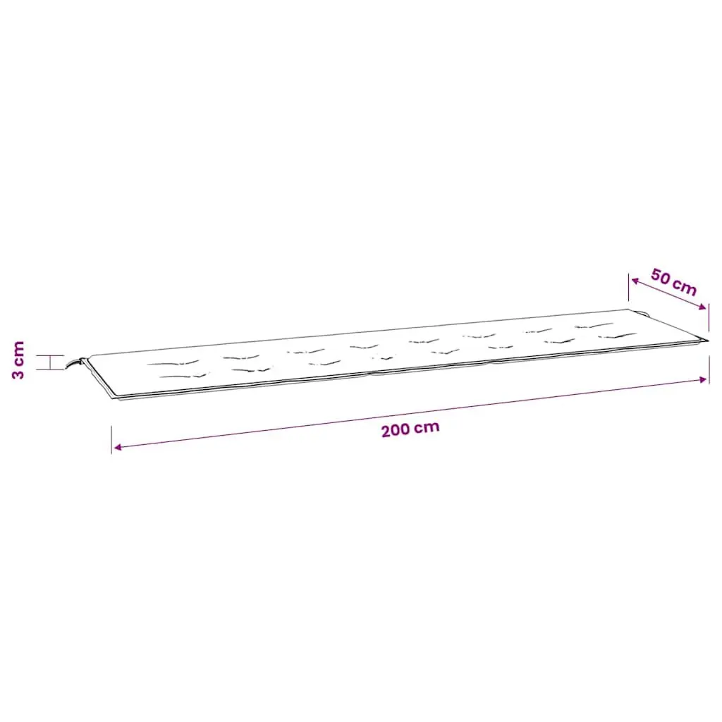 Garden Bench Cushion Outdoor Seating Pad 200x50x3cm Grey Foam Filled