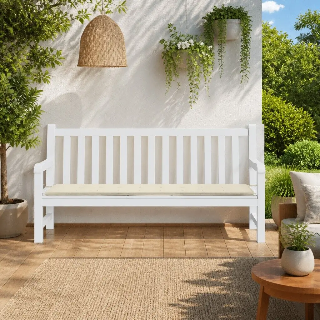 Garden Bench Cushion Outdoor Patio Seat Pad 200x50x3 cm Cream Oxford Fabric