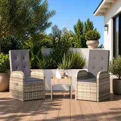 Outdoor Reclining Armchairs Set 2 pcs Garden Patio Seating with Cushions Grey