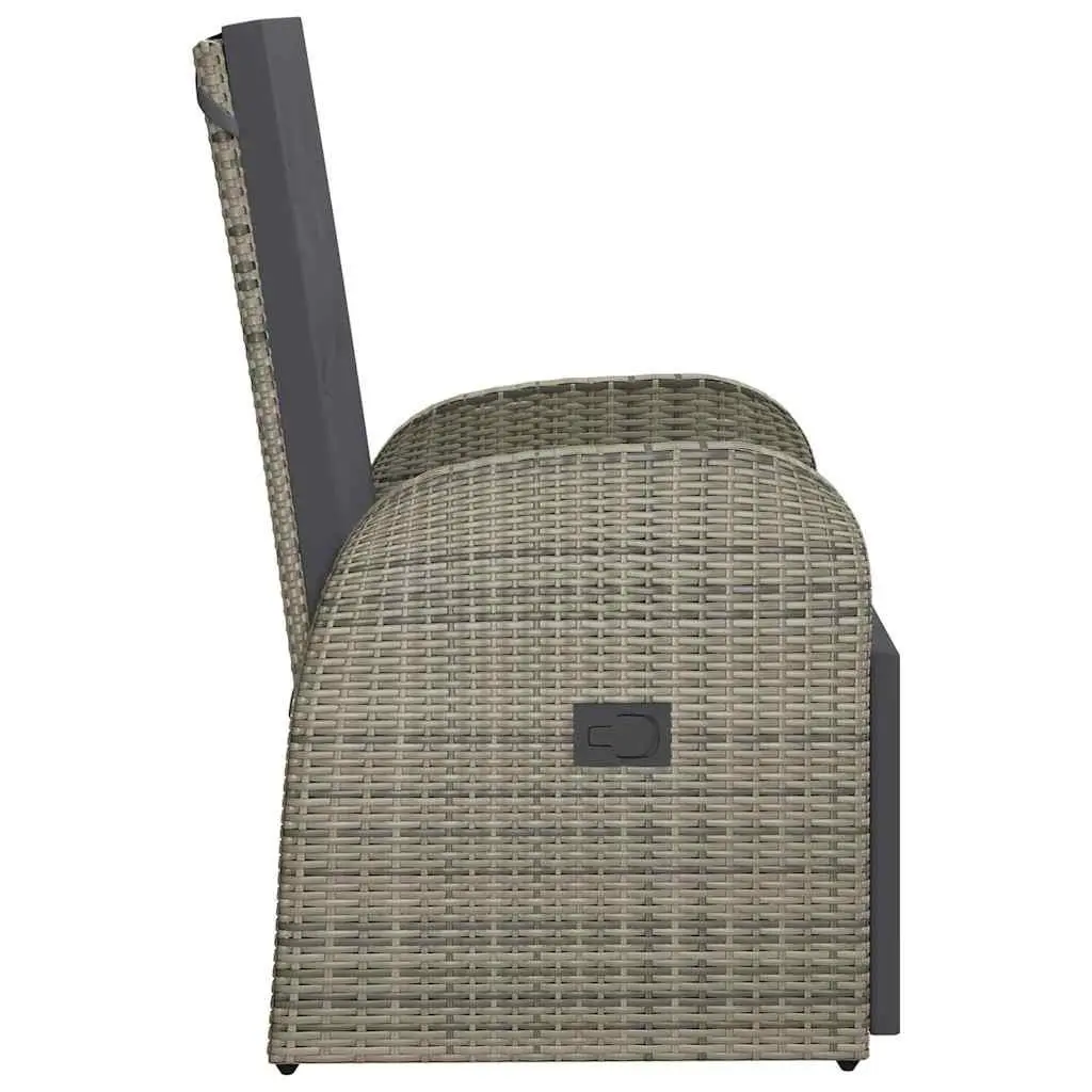 Reclining Garden Chair Outdoor Armchair Grey with Cushion