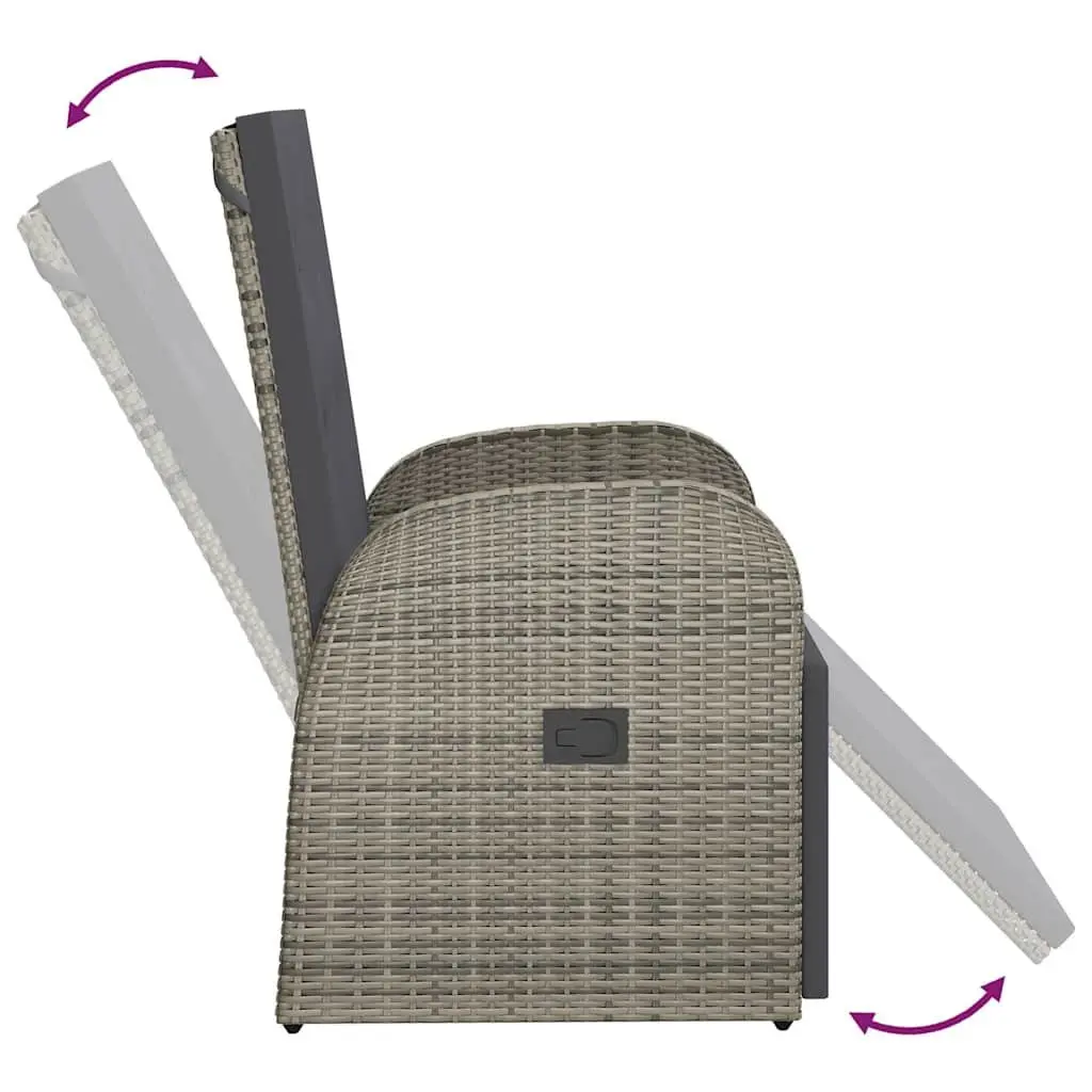 Reclining Garden Chair Outdoor Armchair Grey with Cushion