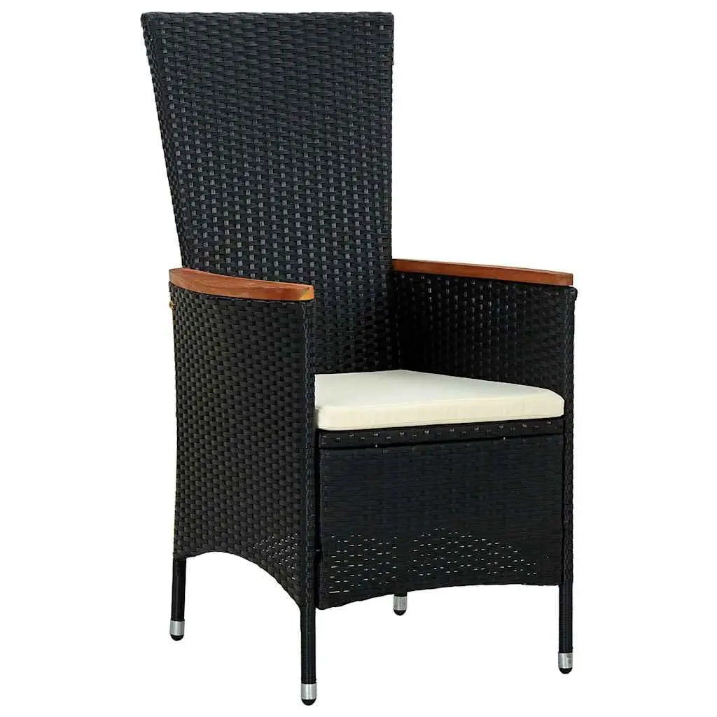 Outdoor Dining Set 9 Piece PE Rattan Garden Table Chairs with Cushions Black