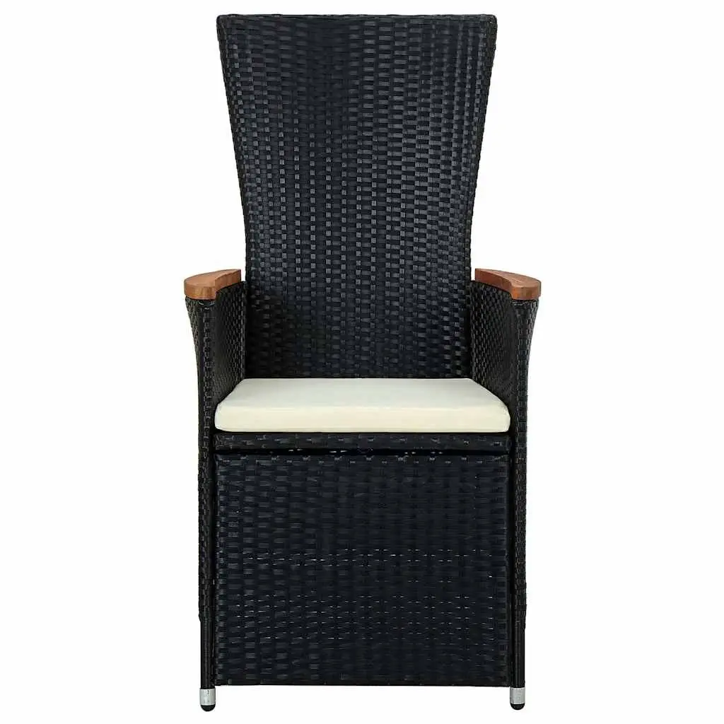Outdoor Dining Set 9 Piece PE Rattan Garden Table Chairs with Cushions Black