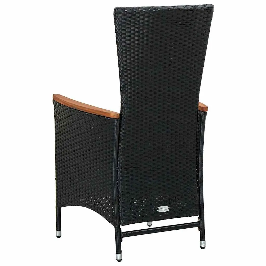 Outdoor Dining Set 9 Piece PE Rattan Garden Table Chairs with Cushions Black