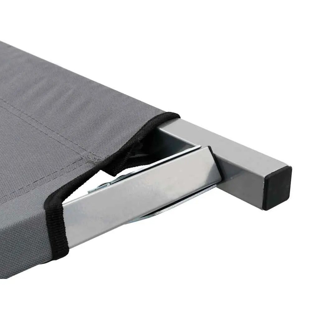 Camping Bed Foldable Lounger Outdoor Portable Relaxation Chair Grey 210 x 80 x 48 cm