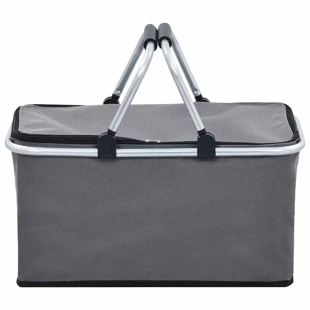 Foldable Cooler Bag Insulated Portable Food Beverage Grey 46x27x23 cm