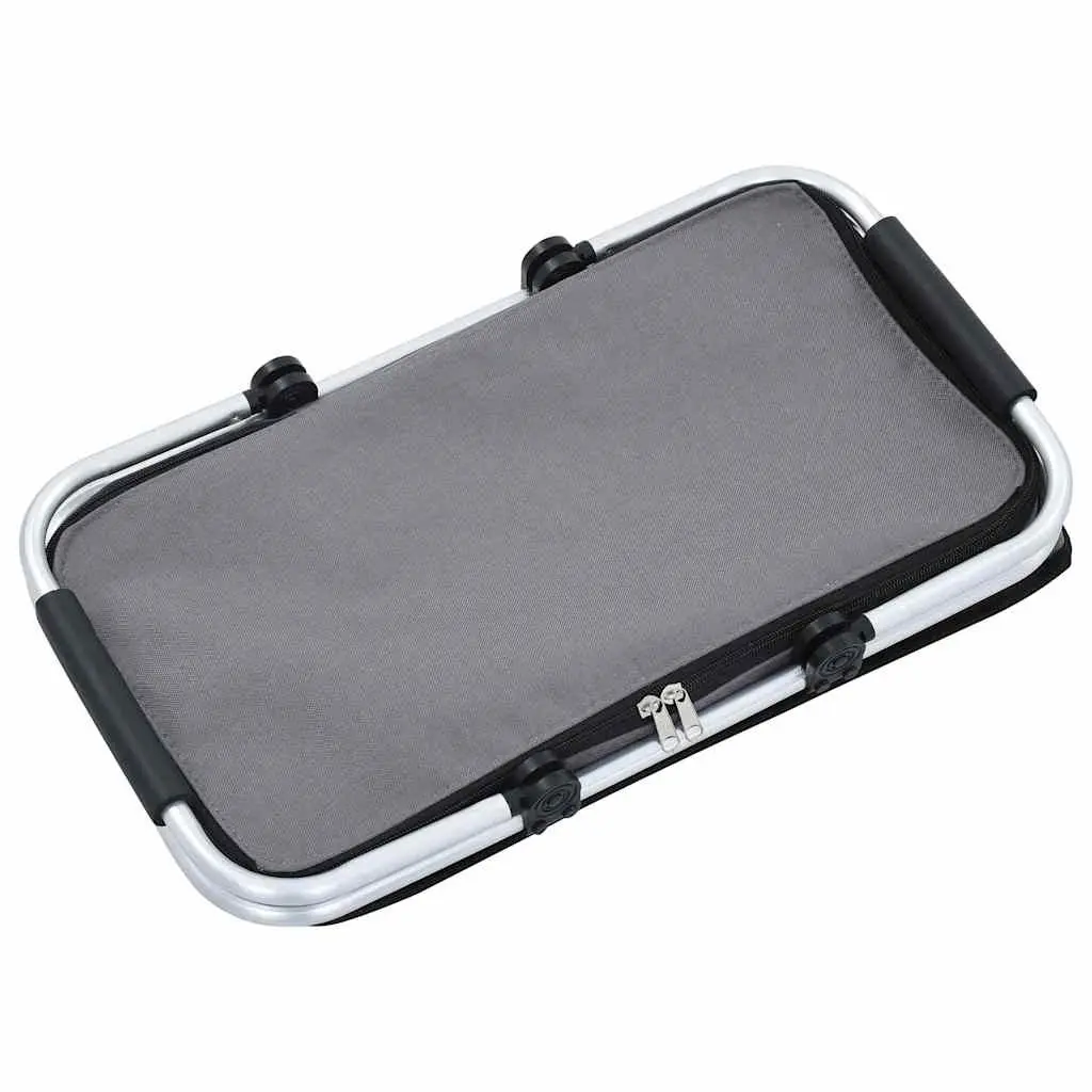 Foldable Cooler Bag Insulated Portable Food Beverage Grey 46x27x23 cm