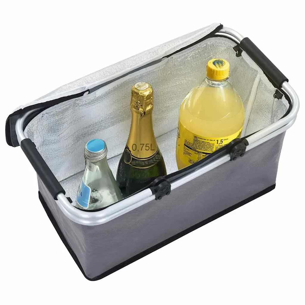 Foldable Cooler Bag Insulated Portable Food Beverage Grey 46x27x23 cm