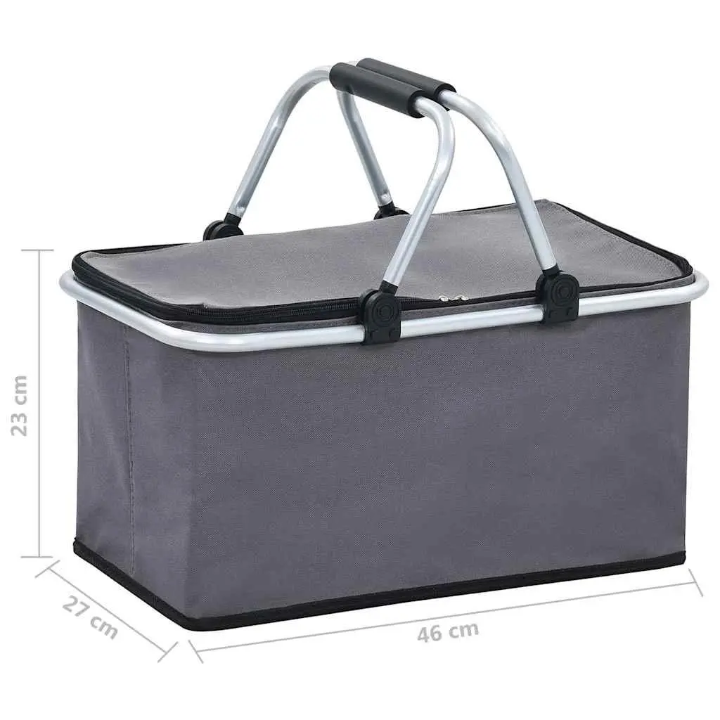 Foldable Cooler Bag Insulated Portable Food Beverage Grey 46x27x23 cm