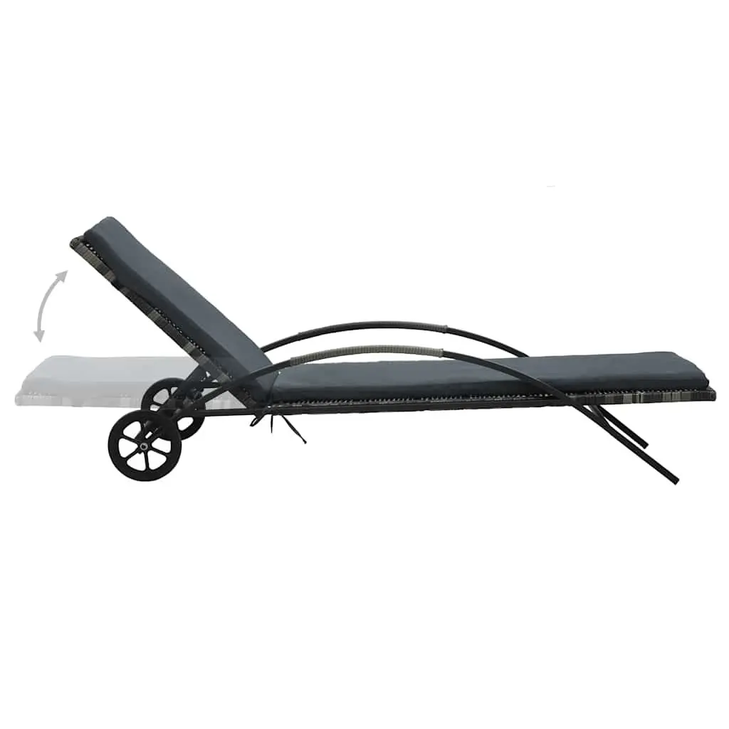 Sun Lounger Outdoor Patio Reclining Chair Adjustable Backrest Anthracite