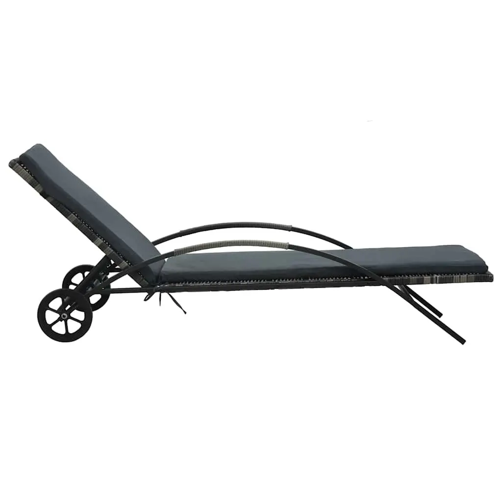 Sun Lounger Set with Table Poly Rattan Garden Patio Outdoor Furniture Anthracite