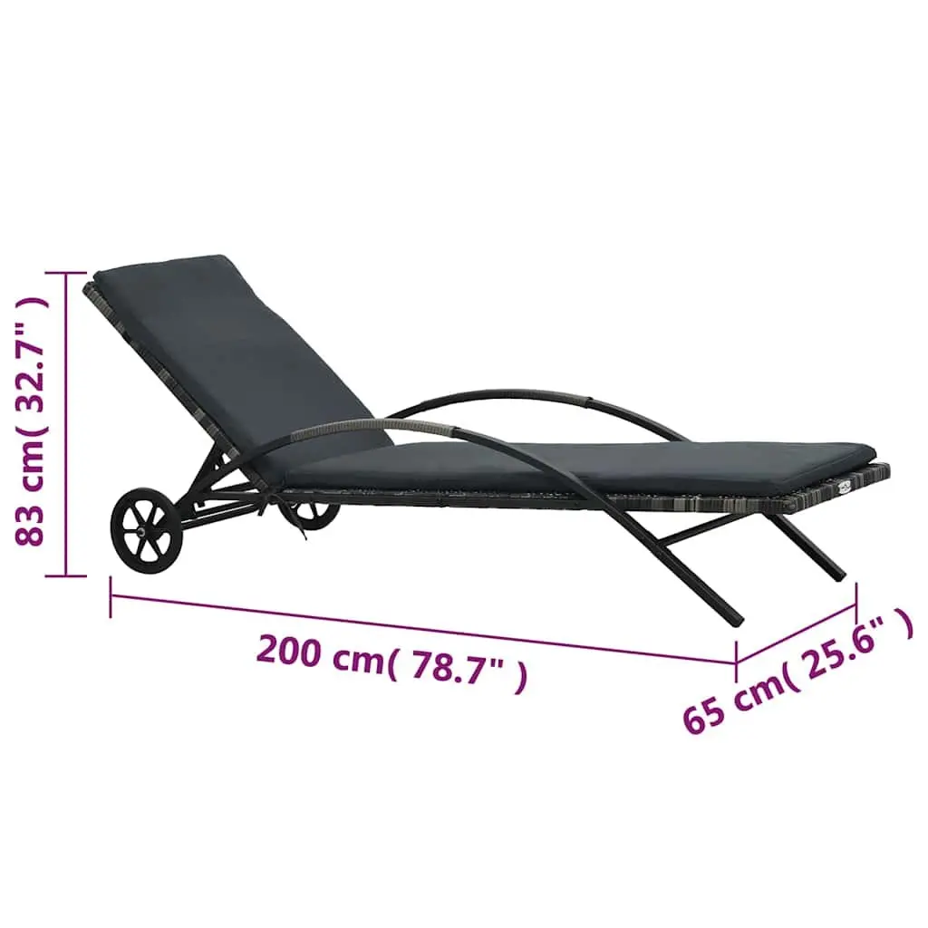 Sun Lounger Set with Table Poly Rattan Garden Patio Outdoor Furniture Anthracite