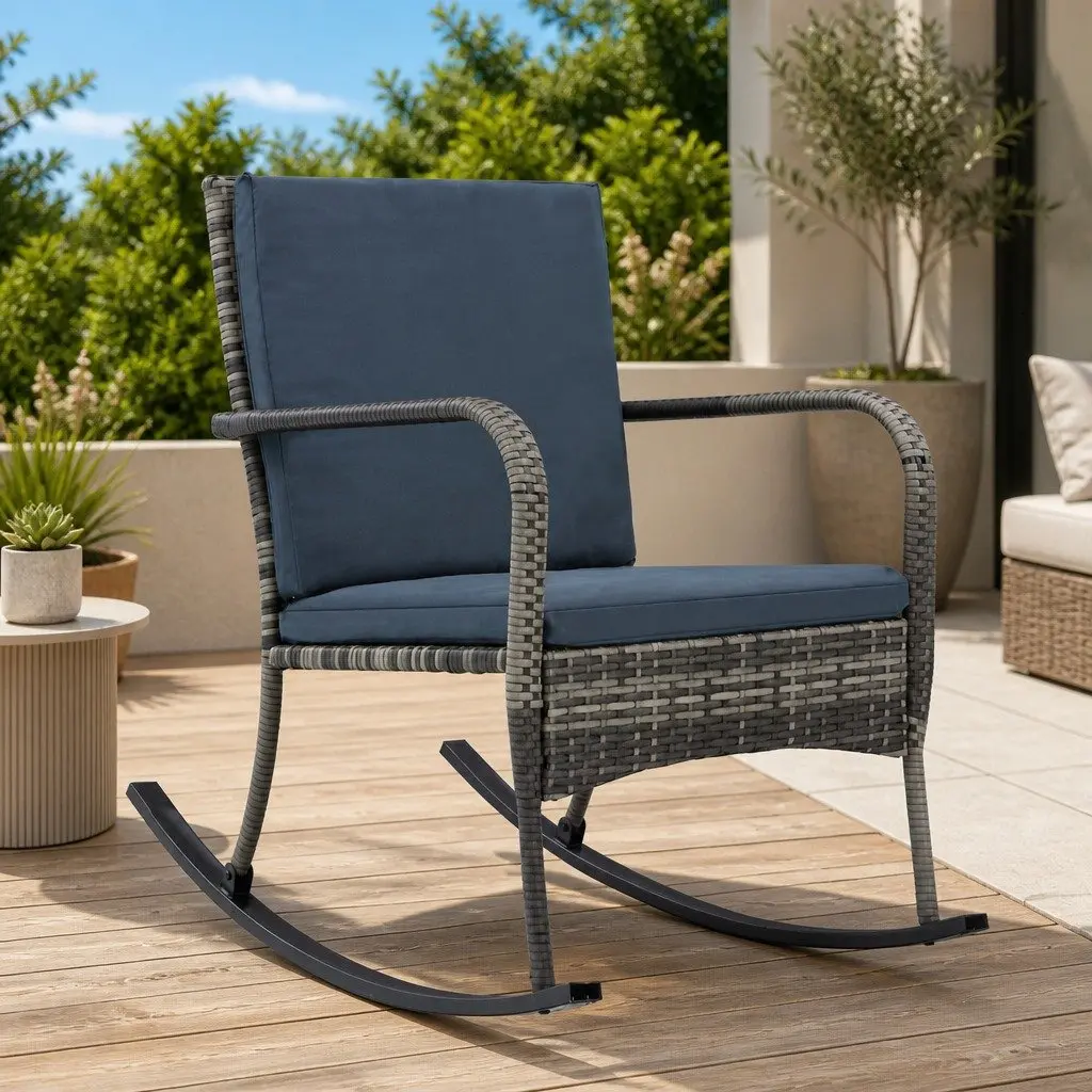 Outdoor Rocking Chair Garden Seating Anthracite with Removable Cushions