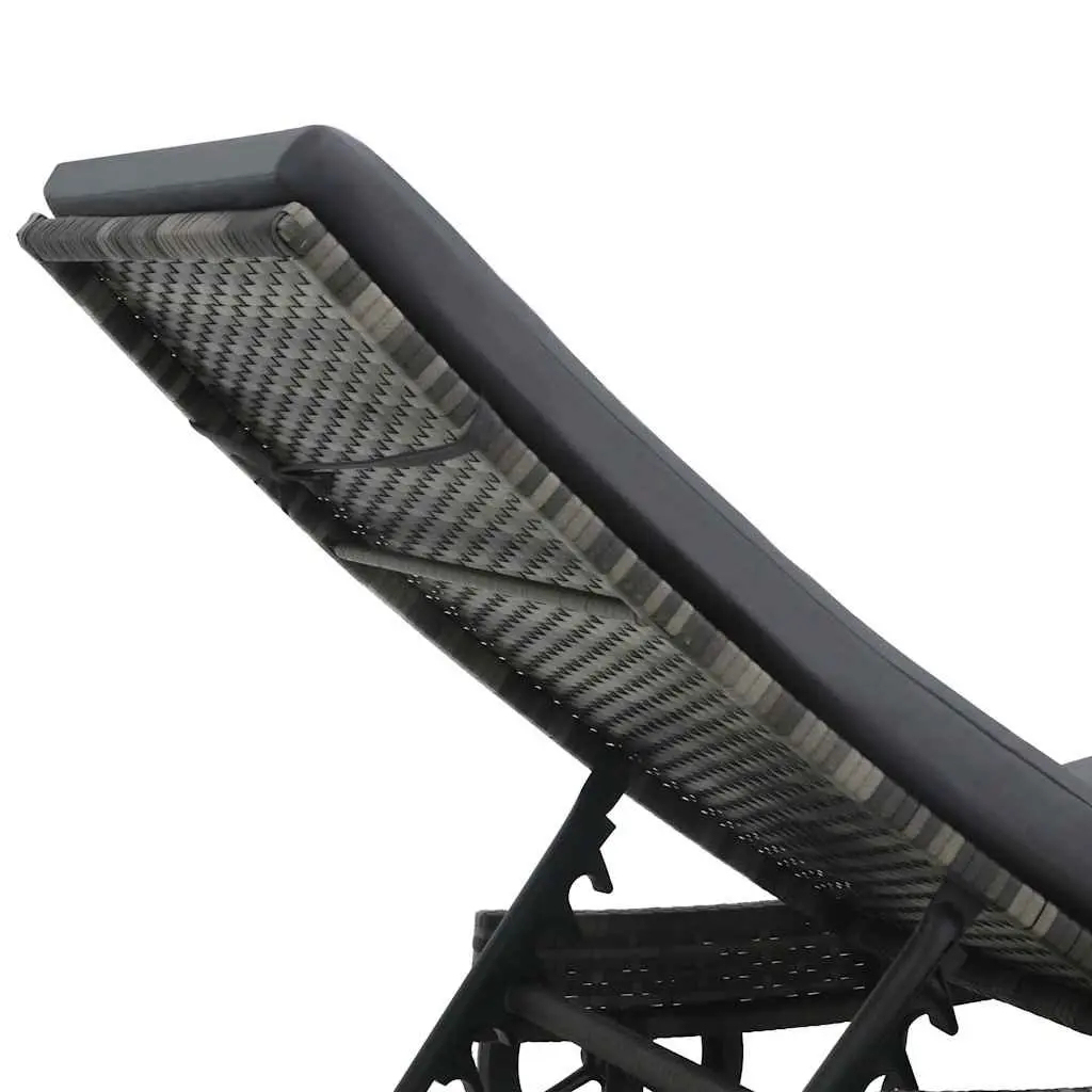 Sun Lounger Adjustable Backrest with Wheels Cushion Anthracite