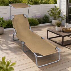 Comfortable Outdoor Sun Lounger with Adjustable Canopy