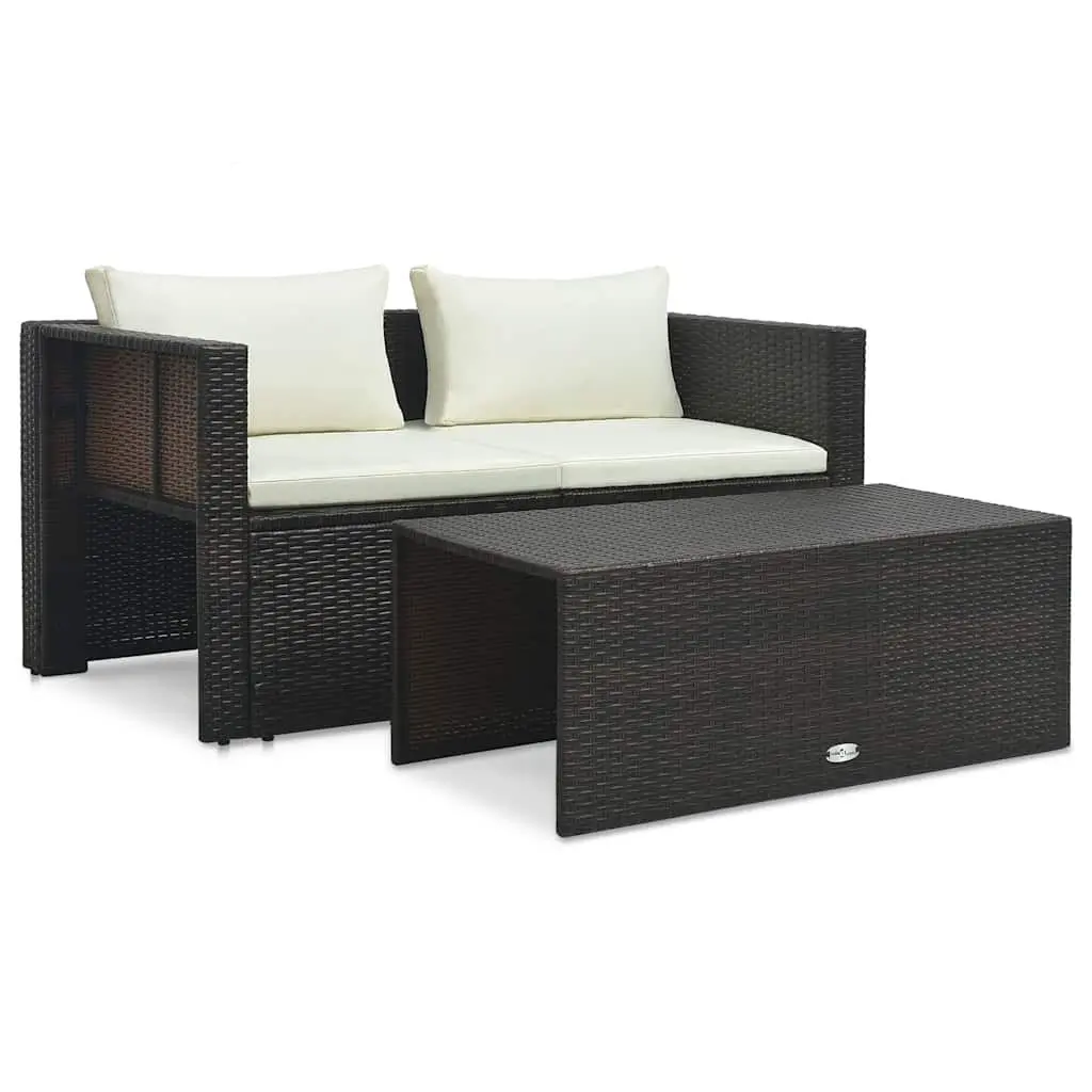 6 Piece Brown Poly Rattan Patio Lounge Set for Outdoor Garden Seating