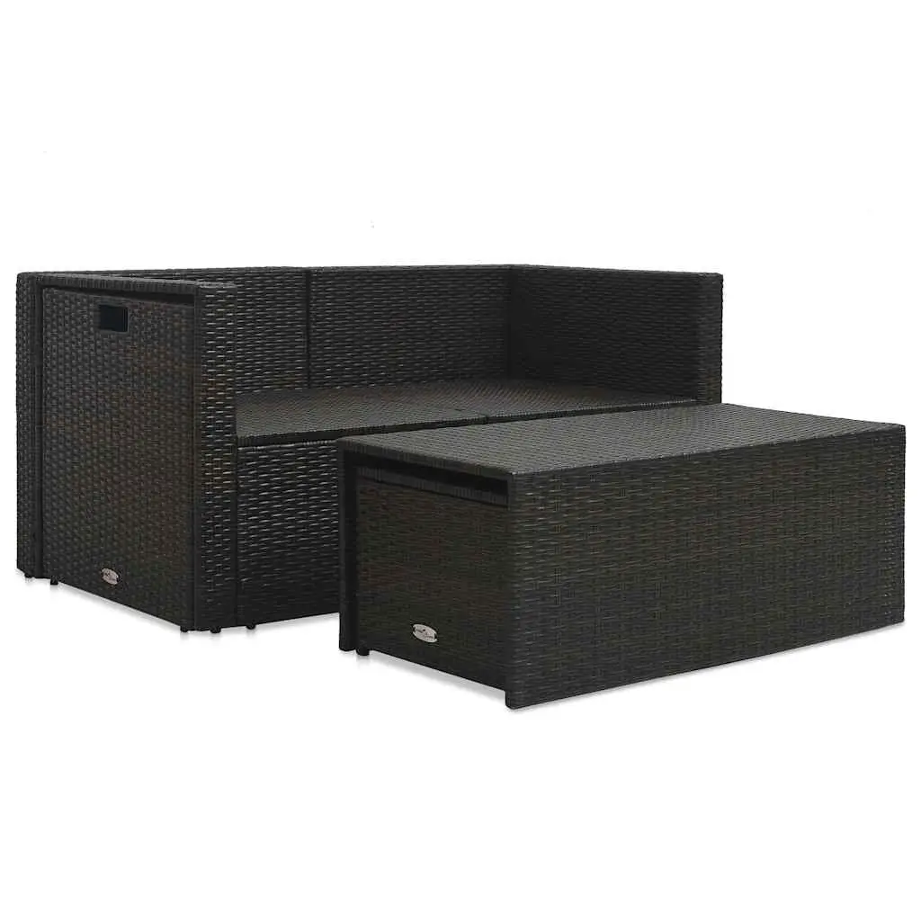 6 Piece Brown Poly Rattan Patio Lounge Set for Outdoor Garden Seating