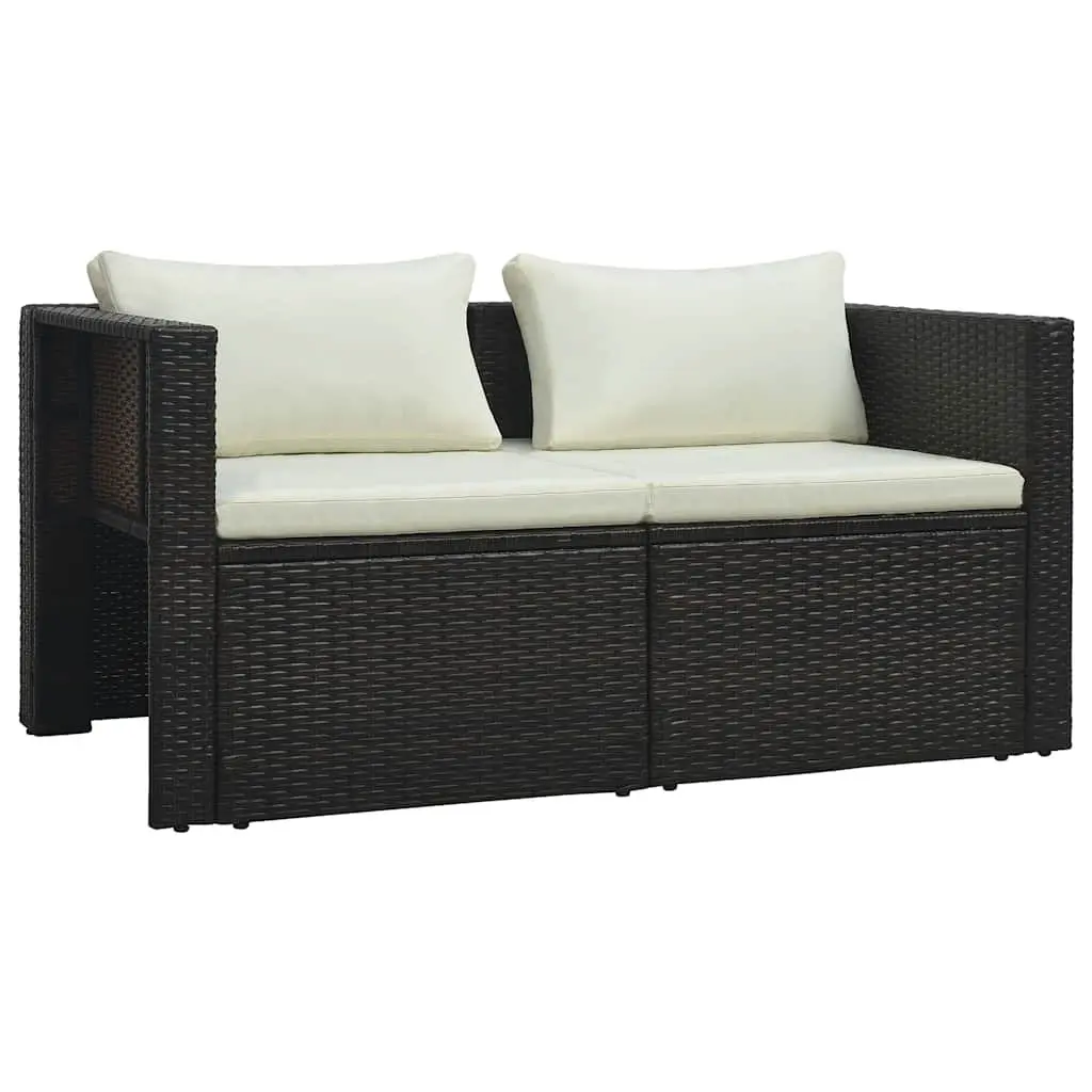 6 Piece Brown Poly Rattan Patio Lounge Set for Outdoor Garden Seating