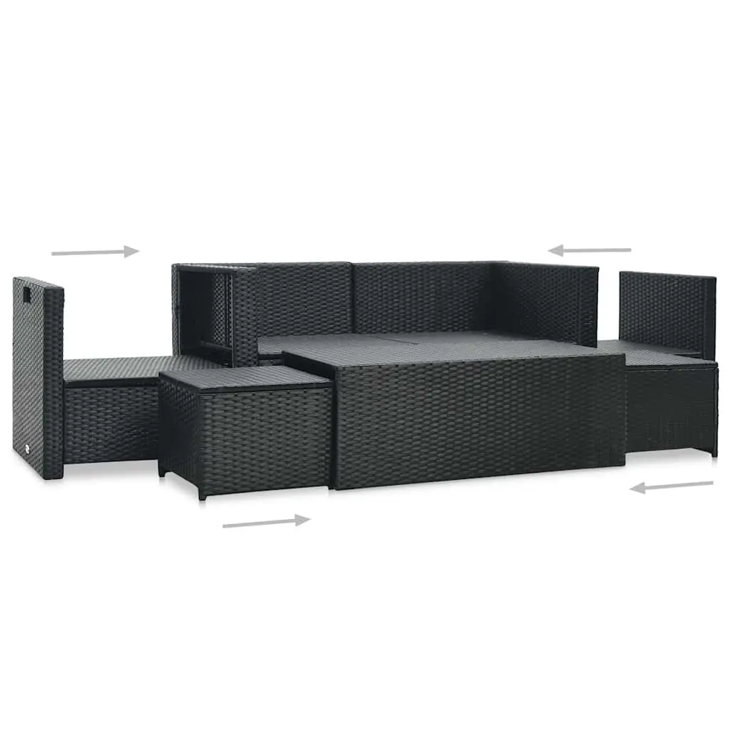 Garden Lounge Set 6 Piece Poly Rattan Outdoor Furniture Black Patio Sofa