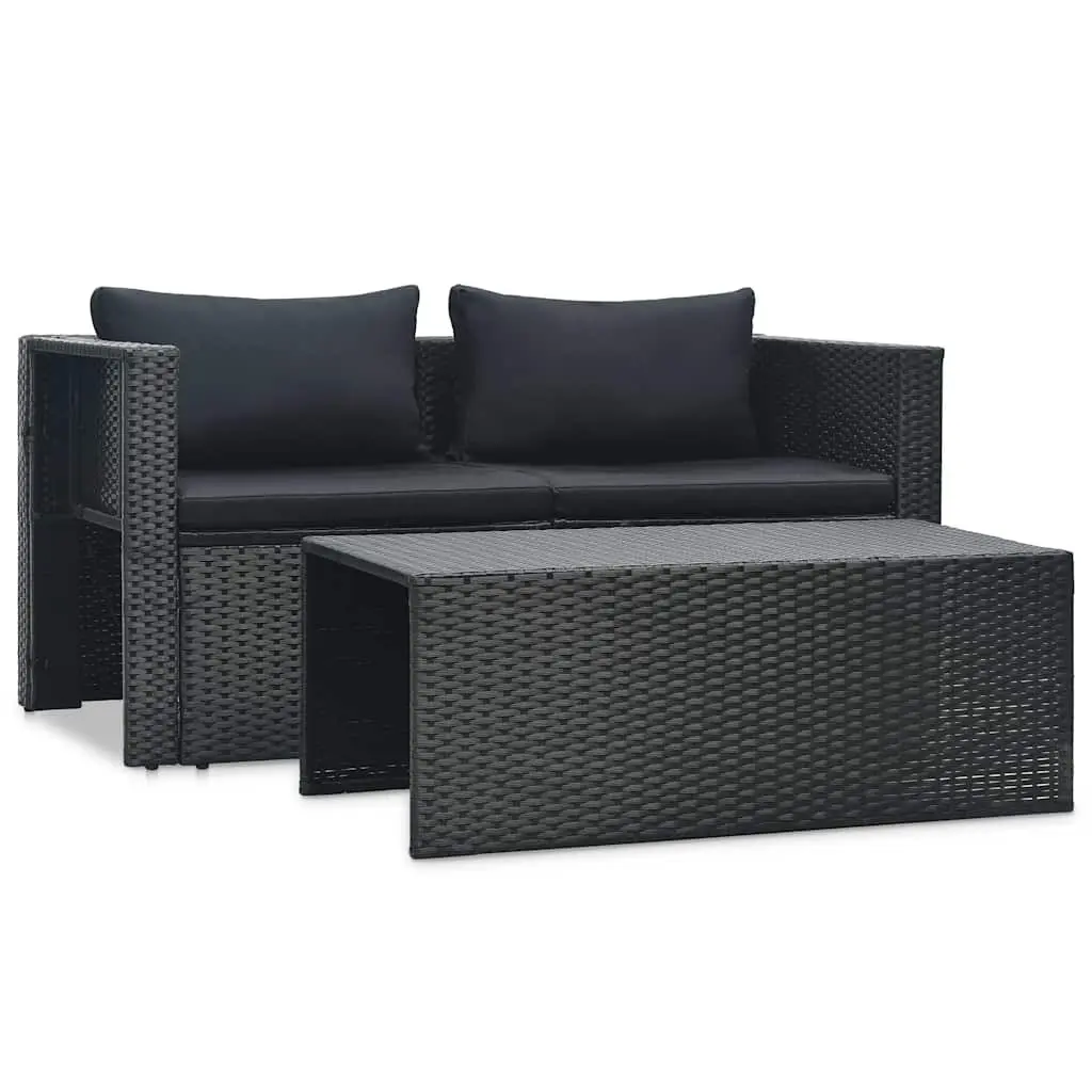 Garden Lounge Set 6 Piece Poly Rattan Outdoor Furniture Black Patio Sofa