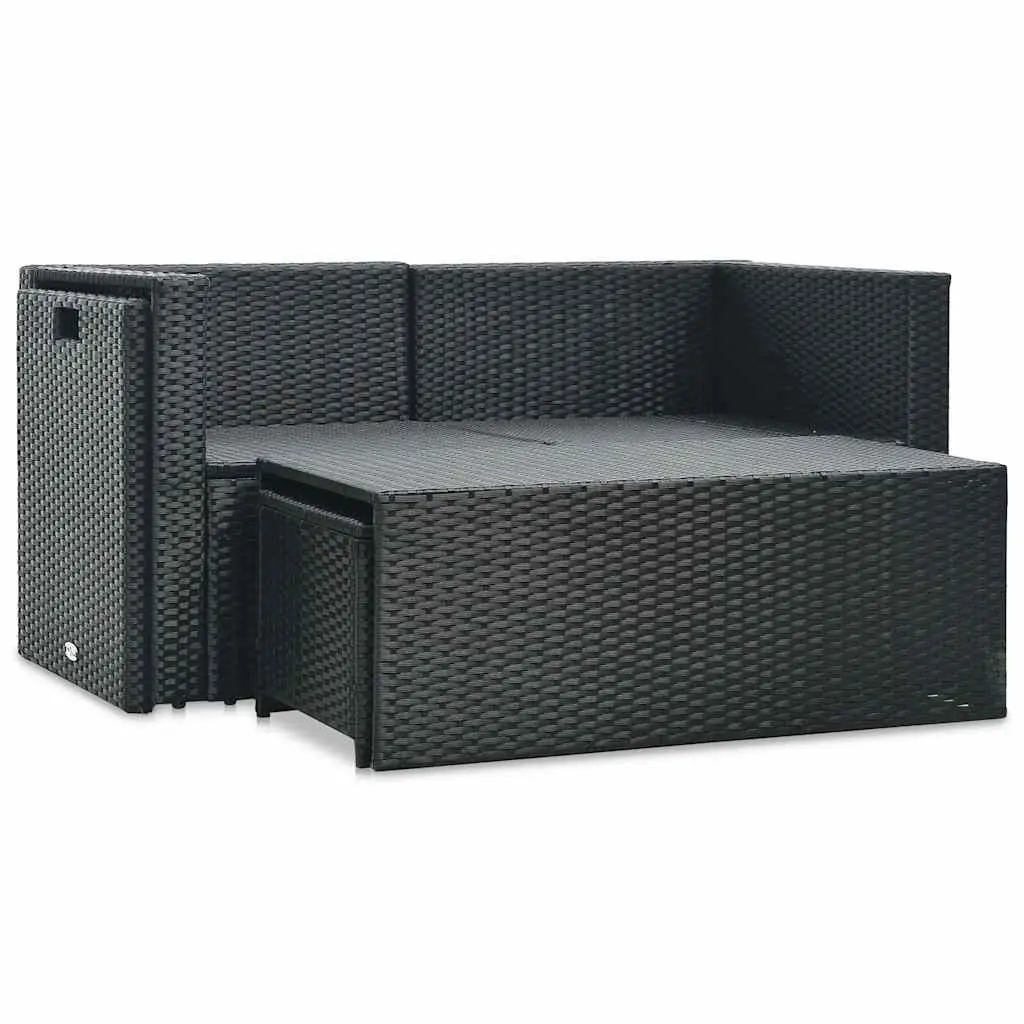 Garden Lounge Set 6 Piece Poly Rattan Outdoor Furniture Black Patio Sofa