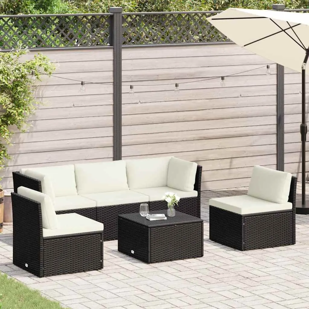 Outdoor Lounge Set 4 Piece Garden Patio Seating Poly Rattan Cushions Brown