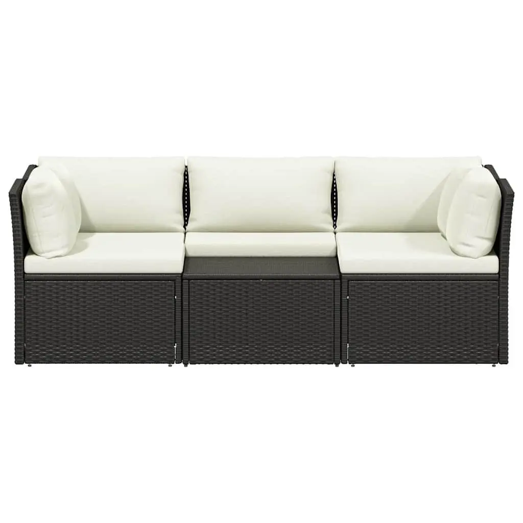 Outdoor Lounge Set 4 Piece Garden Patio Seating Poly Rattan Cushions Brown