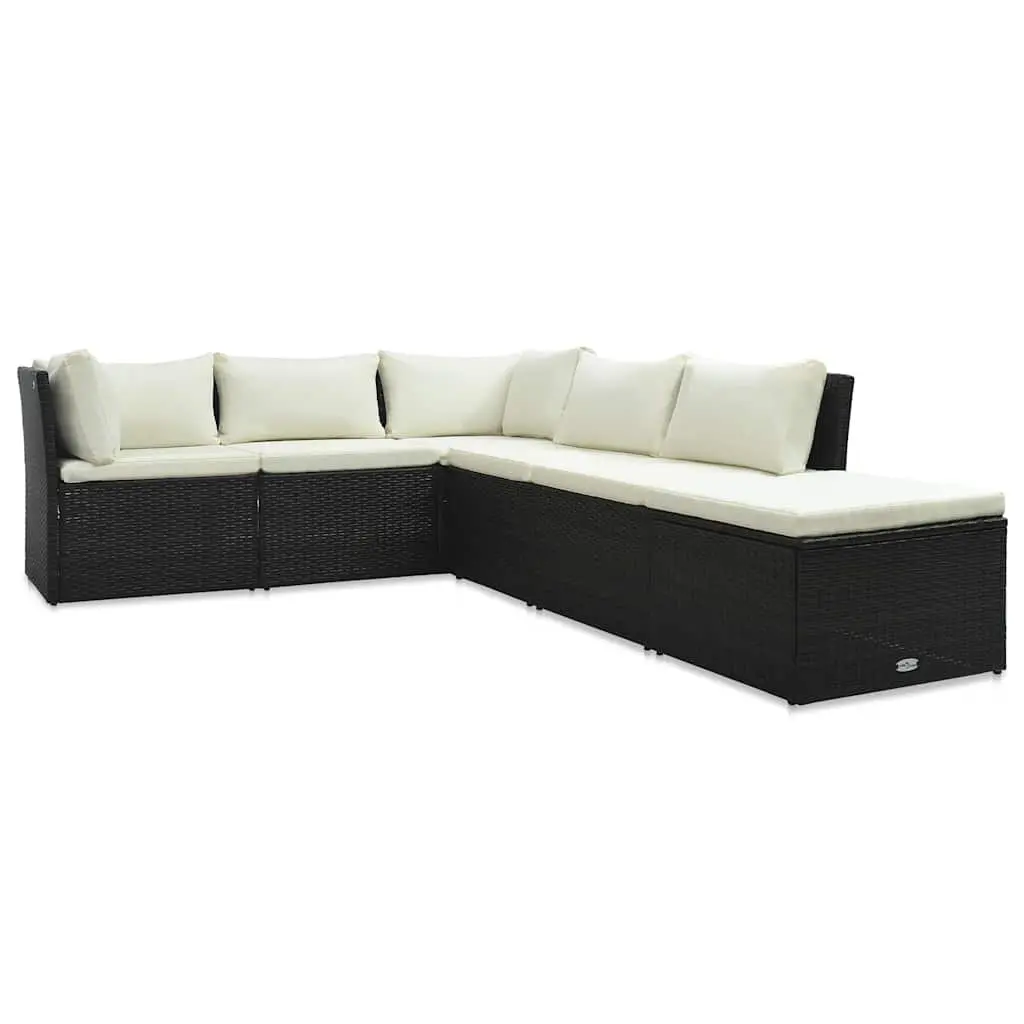 Outdoor Lounge Set 4 Piece Garden Patio Seating Poly Rattan Cushions Brown