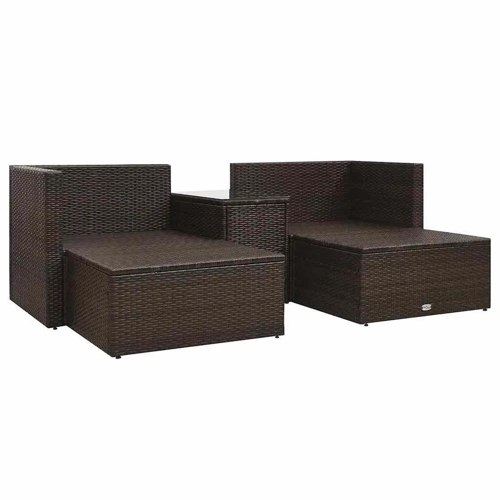 Garden Lounge Set Outdoor Furniture 5 Piece Modular Stackable Brown