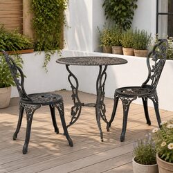 Reliable 3 Piece Outdoor Bistro Set with Round Table and Chairs