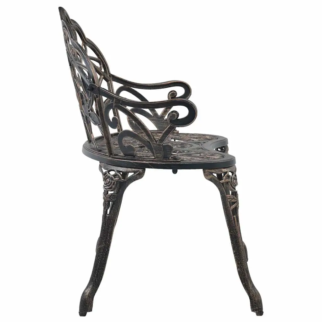 Outdoor Bench Garden Seating 100cm Brown Cast Aluminium