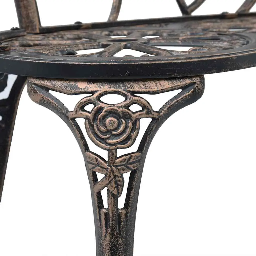 Outdoor Bench Garden Seating 100cm Brown Cast Aluminium