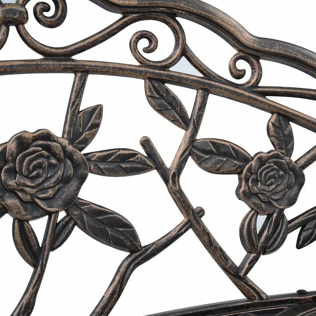 Outdoor Bench Garden Seating 100cm Brown Cast Aluminium