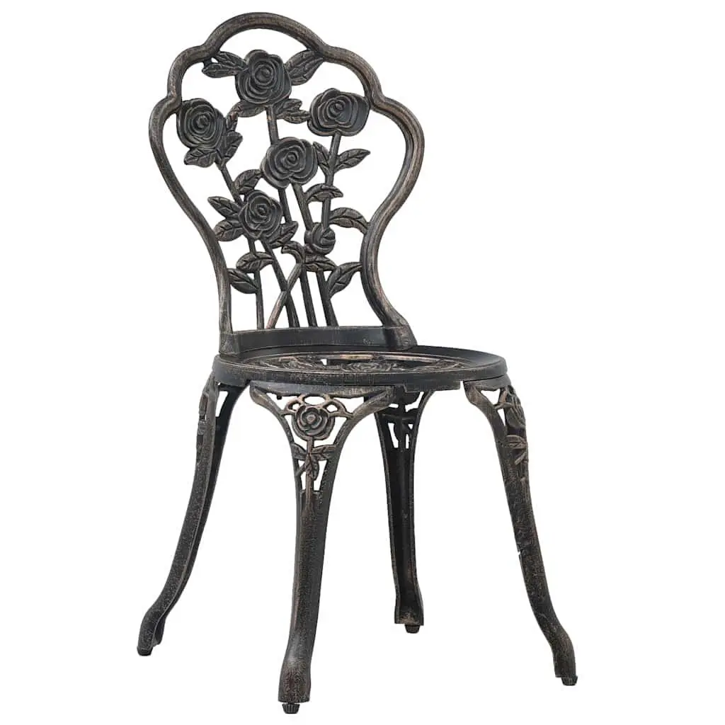 Outdoor Bistro Chairs Set 2 pcs Garden Patio Seating Cast Aluminium Brown