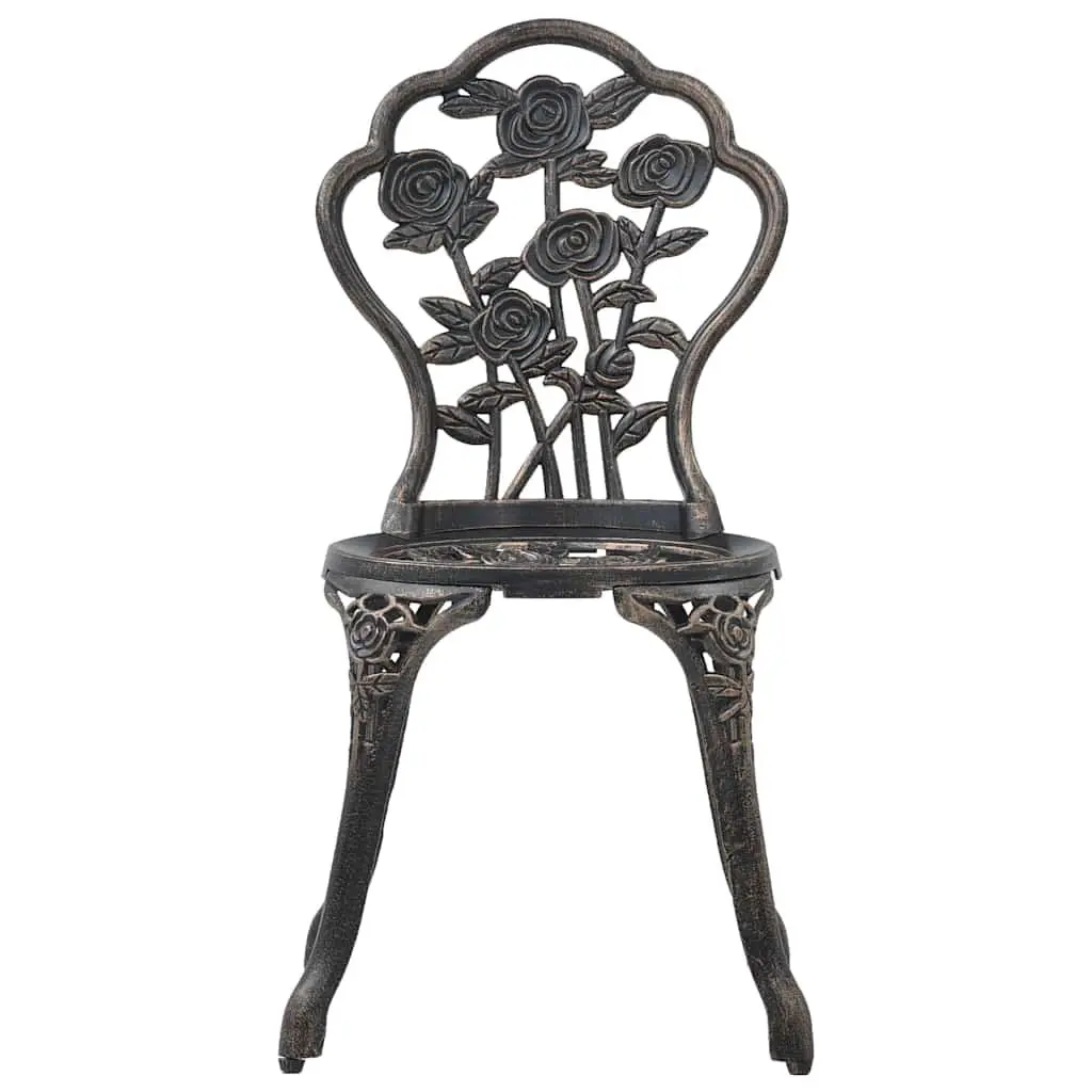 Outdoor Bistro Chairs Set 2 pcs Garden Patio Seating Cast Aluminium Brown