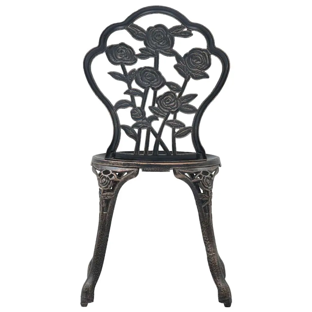 Outdoor Bistro Chairs Set 2 pcs Garden Patio Seating Cast Aluminium Brown