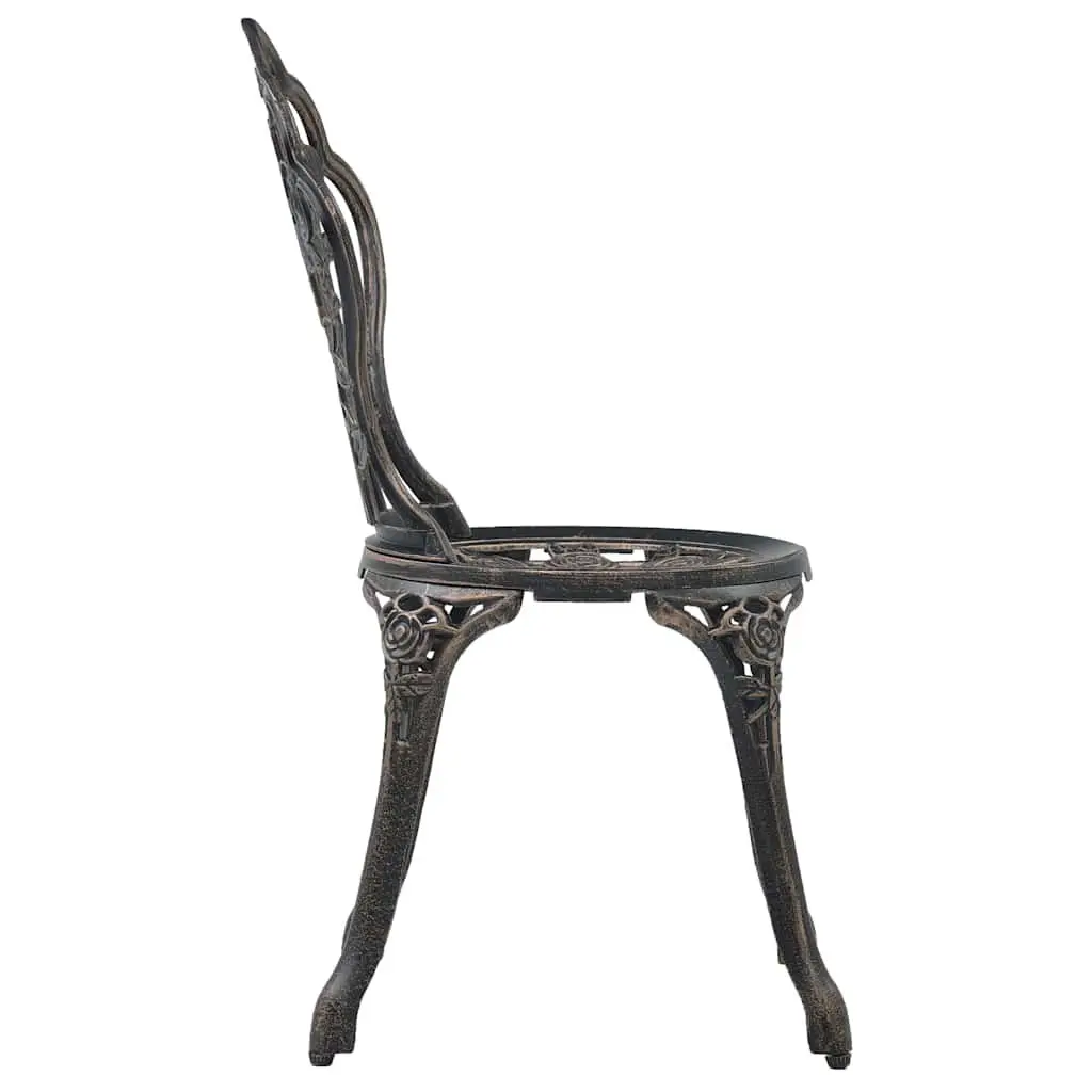 Outdoor Bistro Chairs Set 2 pcs Garden Patio Seating Cast Aluminium Brown