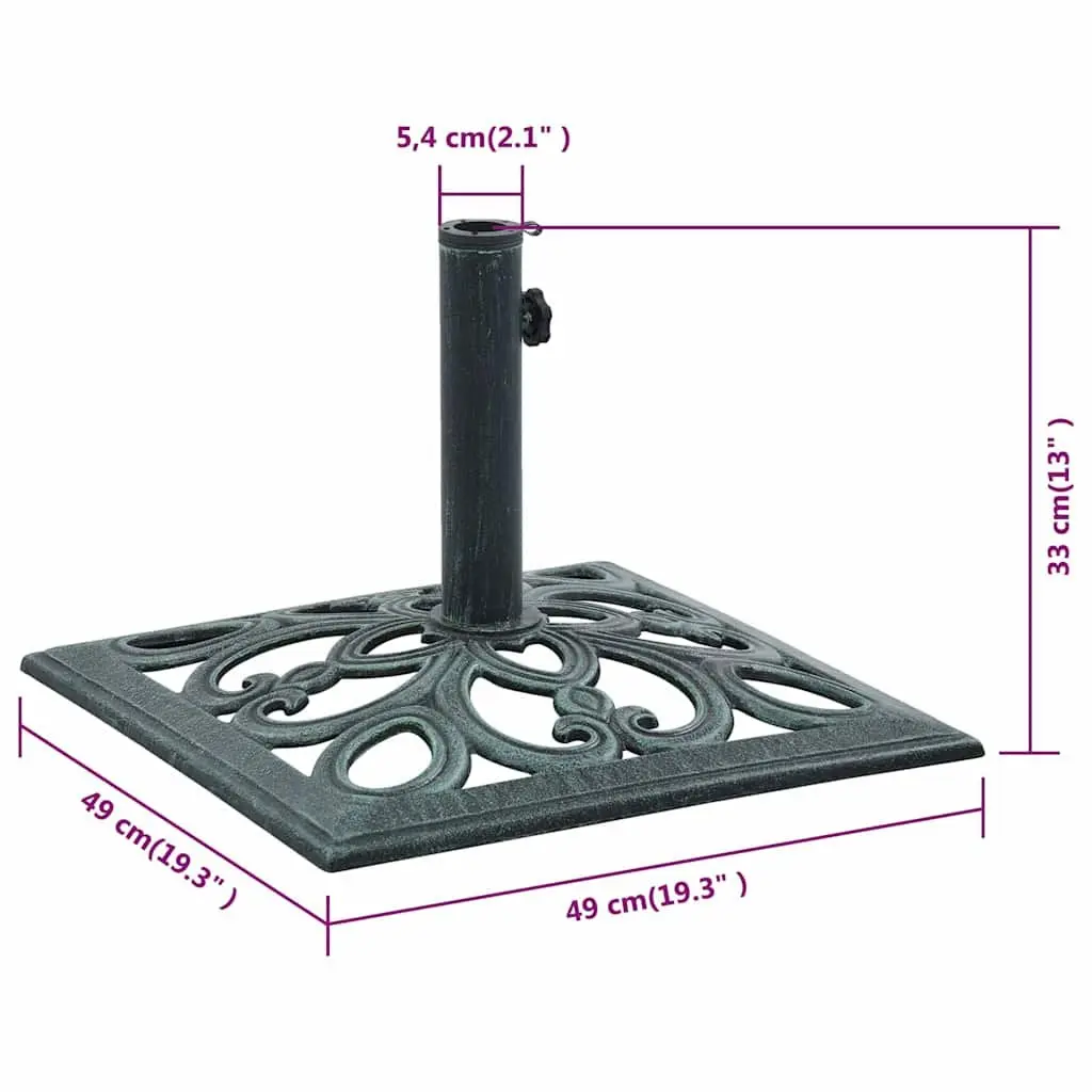 Cast Iron Umbrella Base Outdoor Parasol Stand 49cm Green