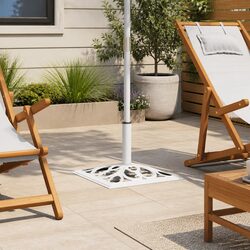 Reliable Umbrella Base in White Cast Iron for Your Garden