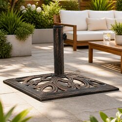 Reliable Brown Cast Iron Umbrella Base for Stability