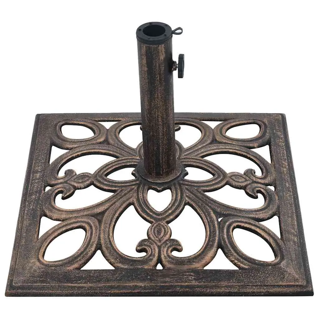 Cast Iron Umbrella Base Brown Outdoor Weighted Stand Patio Holder Garden Support