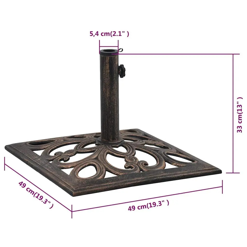 Cast Iron Umbrella Base Brown Outdoor Weighted Stand Patio Holder Garden Support