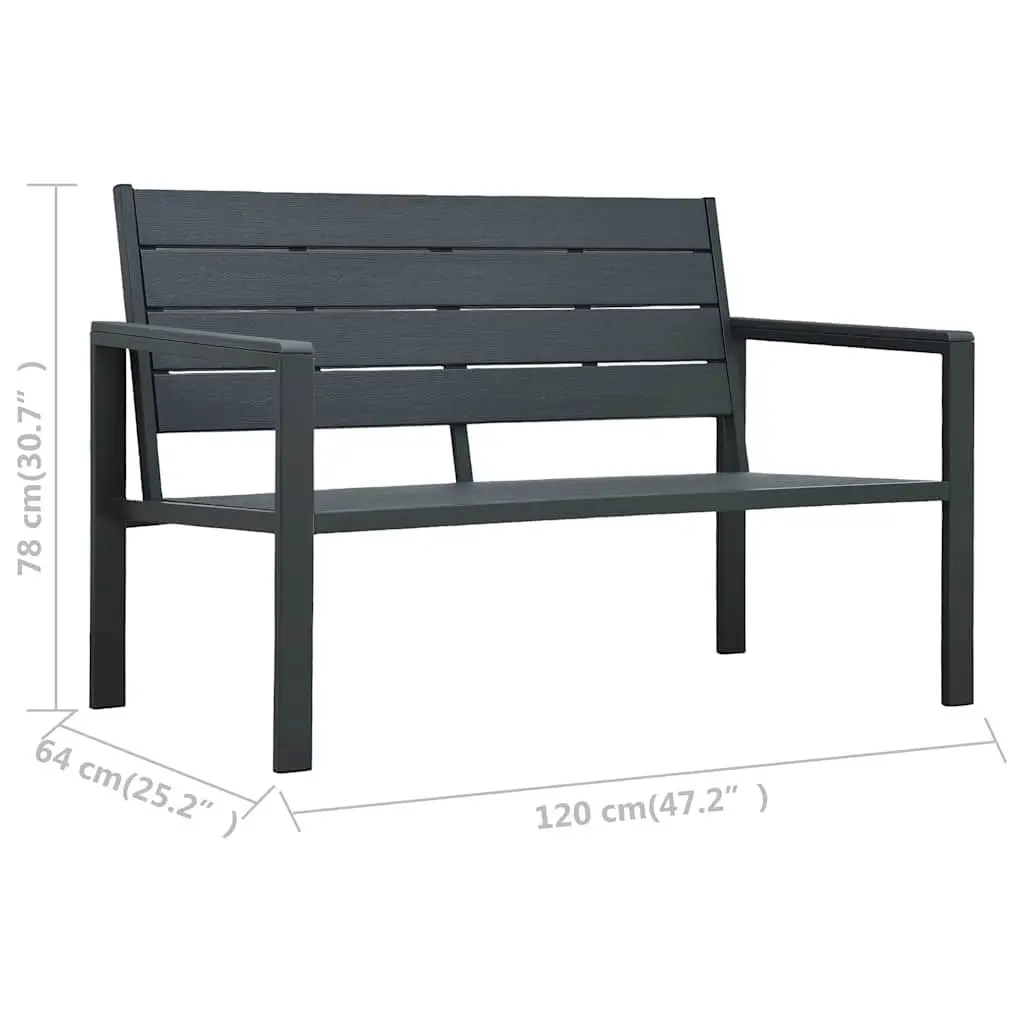 Outdoor Garden Bench 120cm Grey Wood Look Weather Resistant Seating Furniture