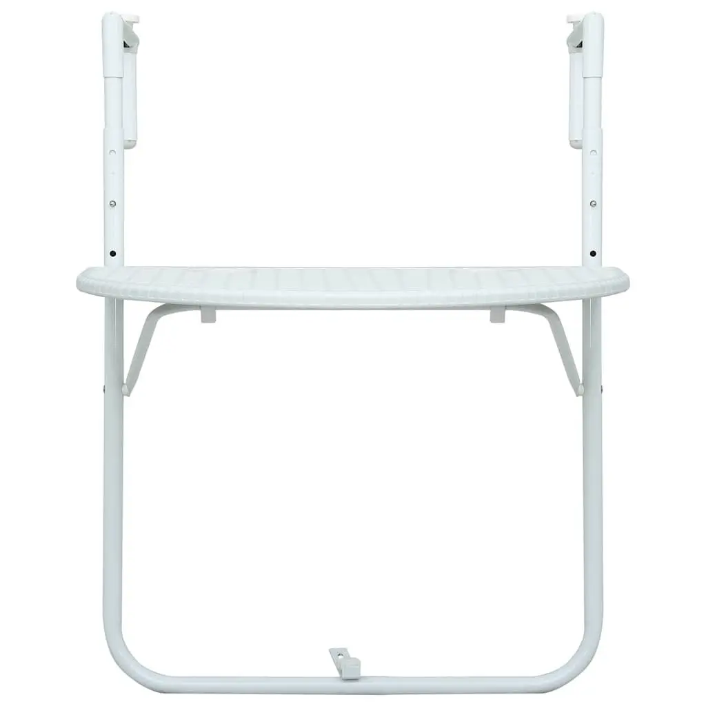 Hanging Balcony Table Outdoor Coffee Worktop Foldable Adjustable Height White