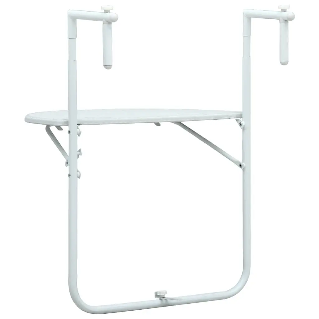 Hanging Balcony Table Outdoor Coffee Worktop Foldable Adjustable Height White