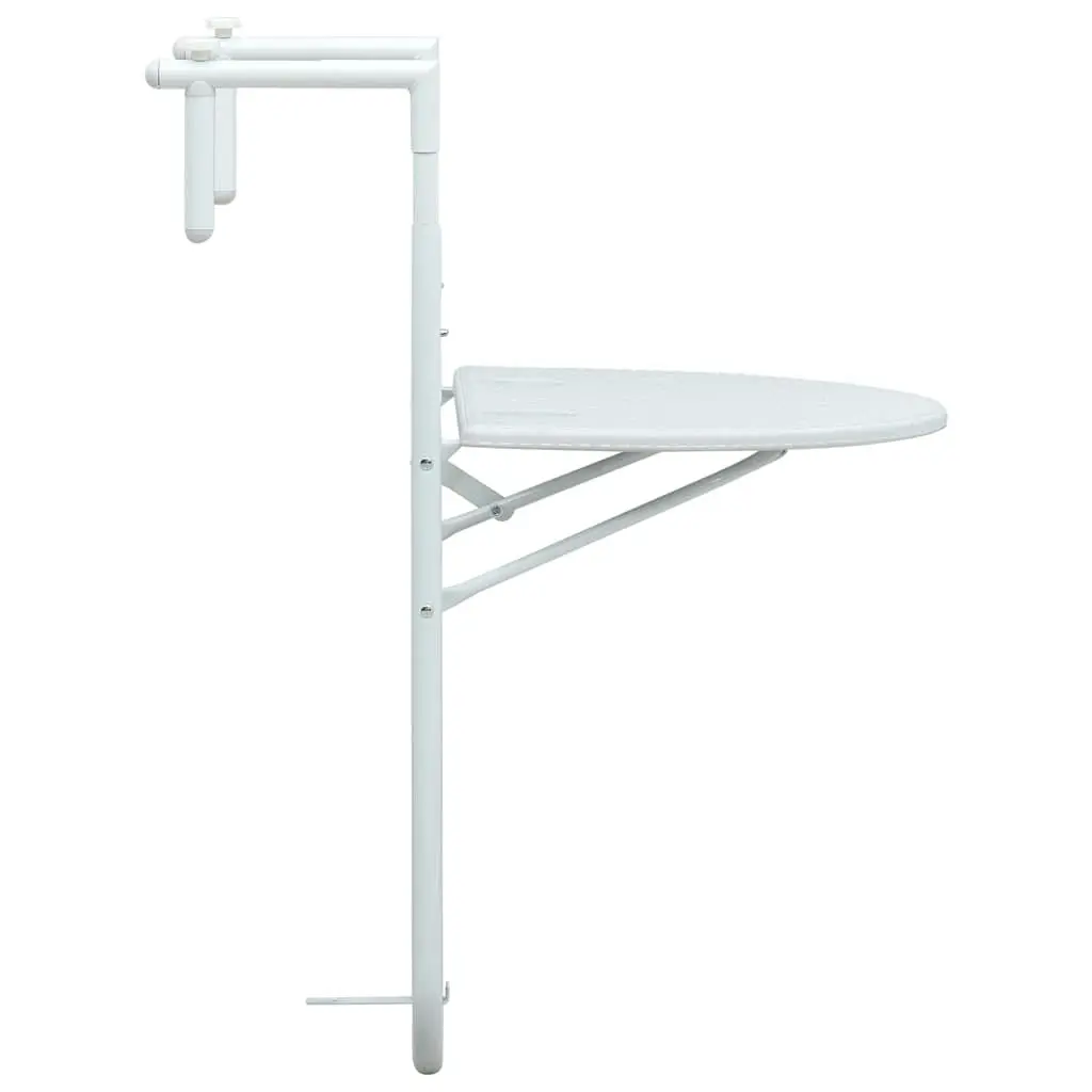 Hanging Balcony Table Outdoor Coffee Worktop Foldable Adjustable Height White