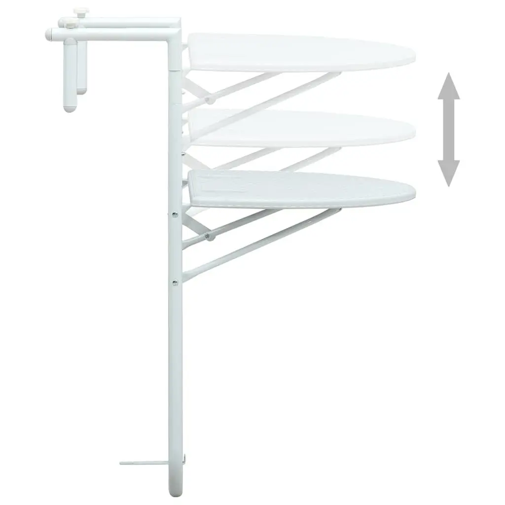 Hanging Balcony Table Outdoor Coffee Worktop Foldable Adjustable Height White