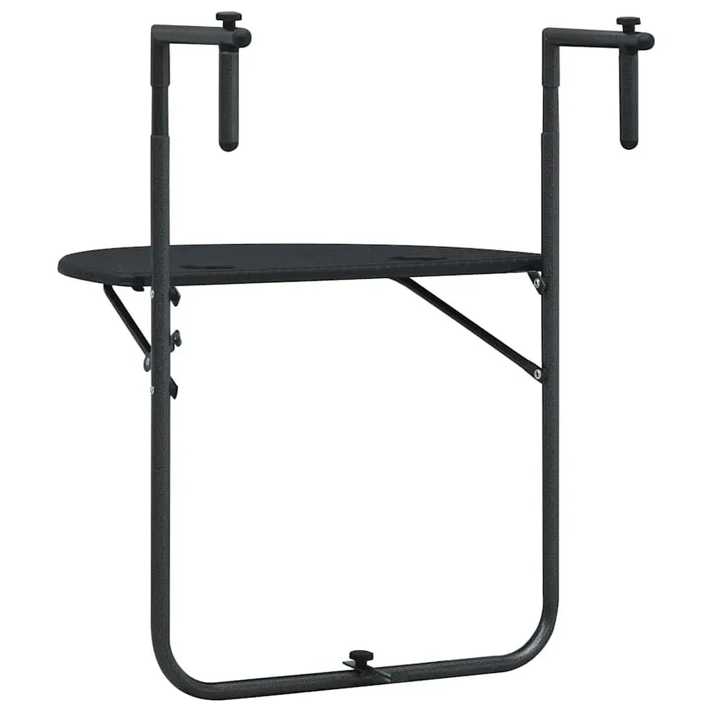 Hanging Balcony Table with Adjustable Height in Black