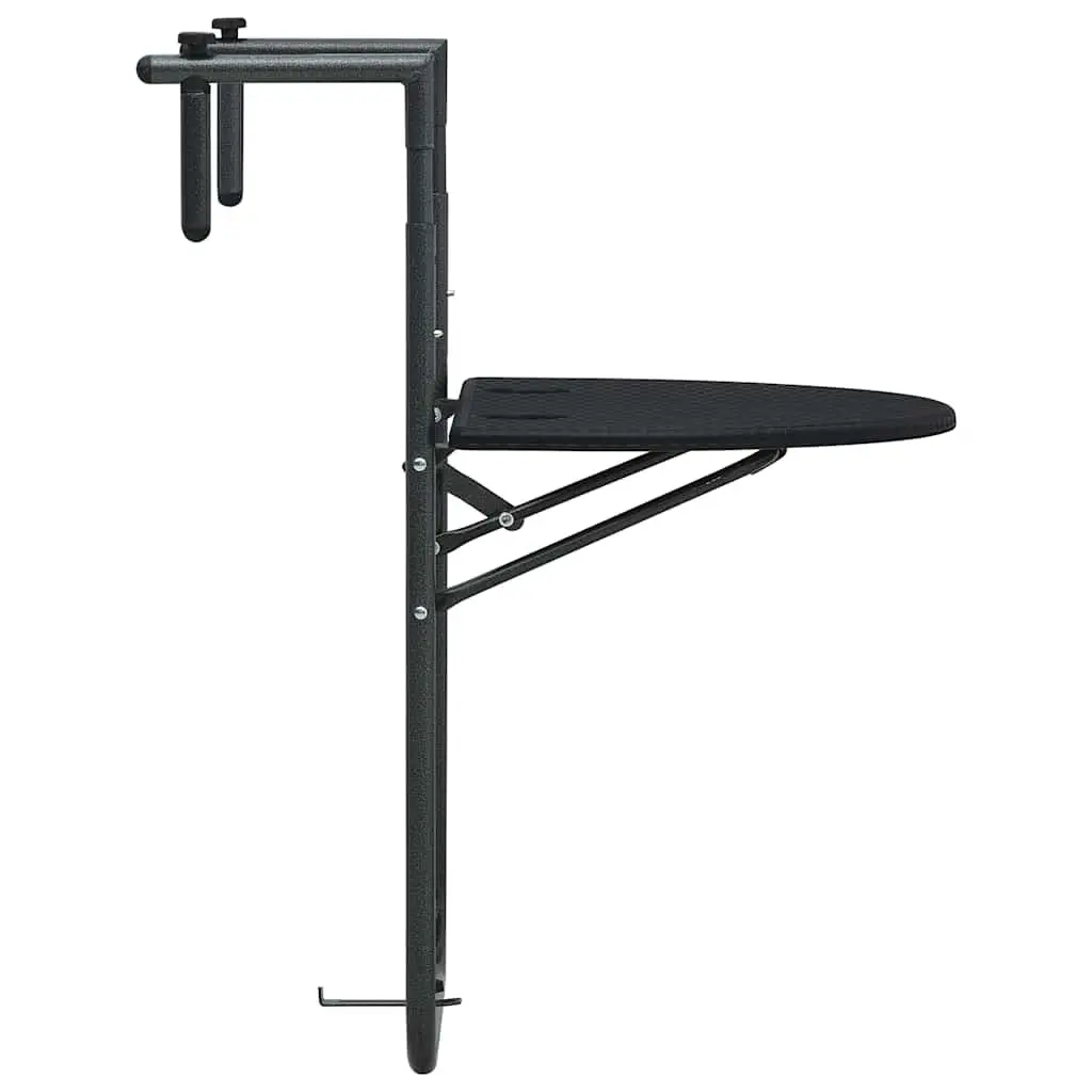 Hanging Balcony Table with Adjustable Height in Black