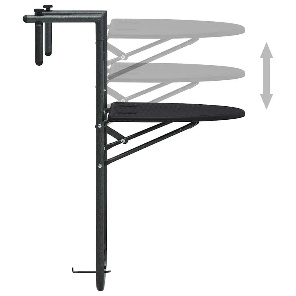 Hanging Balcony Table with Adjustable Height in Black